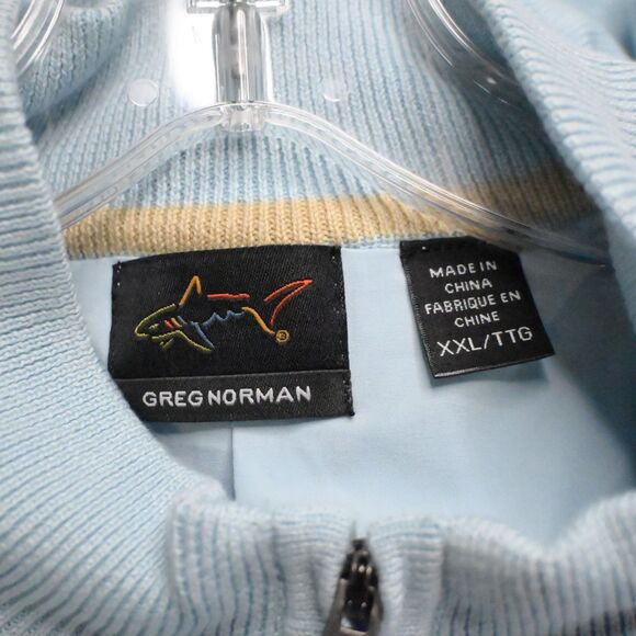 New W/ Damage Greg Norman Mens XXL 2XL Blue 1/2 Zip Sleeveless Sweater Vest Pima - Picture 4 of 8